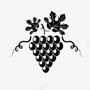 枣树叶子黑色手绘扁平化葡萄图标图标