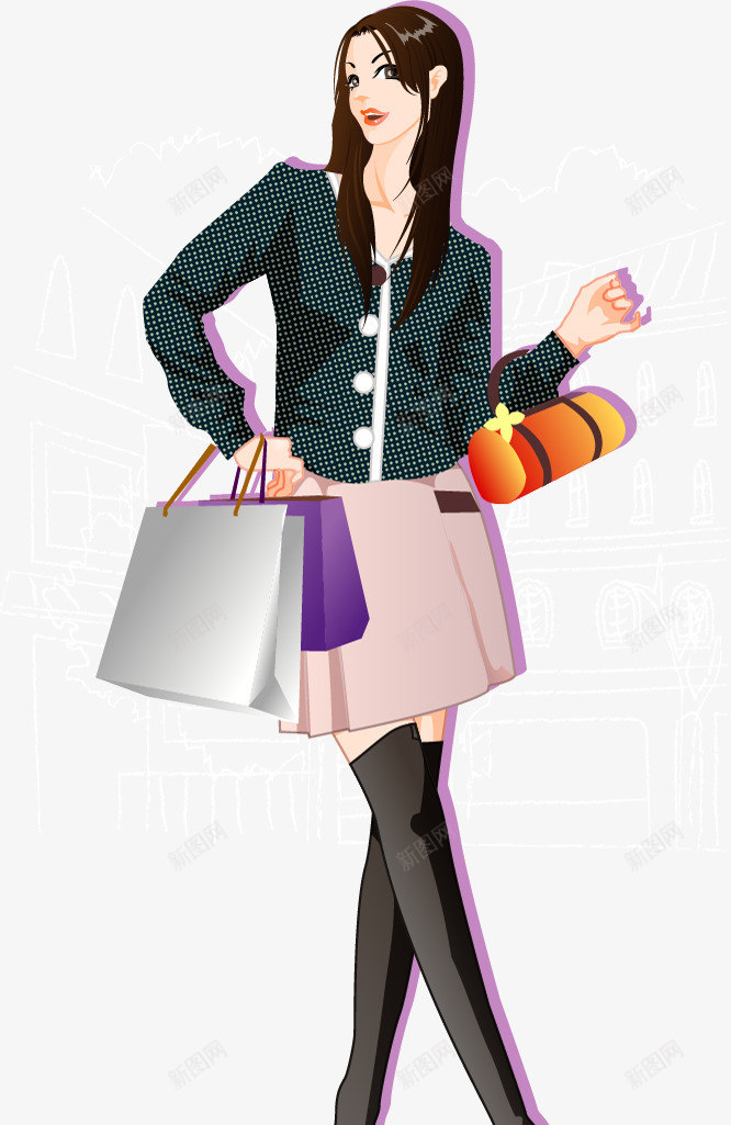 购物的时尚女人png免抠素材_88icon https://88icon.com 女人 手提包 手袋 时尚 时髦 服装 服饰 袋子 购物
