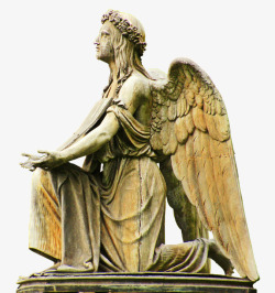 单翅膀天使雕塑图标高清图片