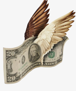美金钞票带翅膀的美元钞票高清图片