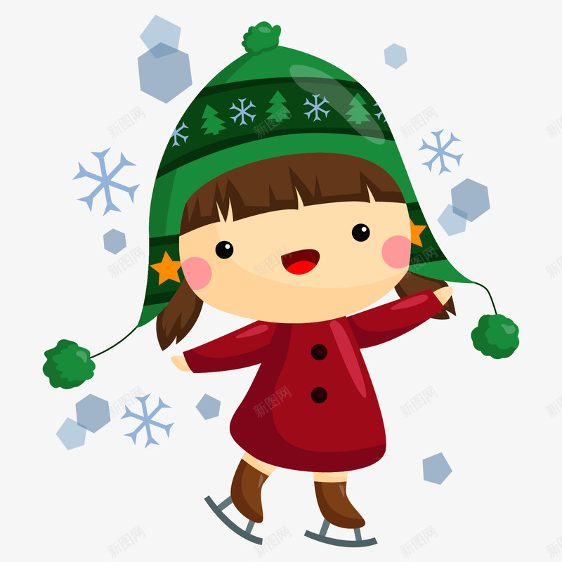 卡通可爱的小女孩png免抠素材_88icon https://88icon.com 下雪天 可爱女孩 小女孩 帽子 滑雪的女孩 精美
