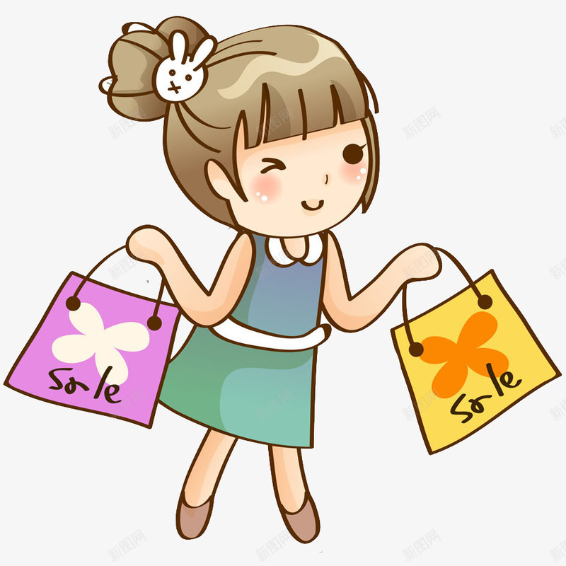 卡通拿着购物袋的女孩png免抠素材_88icon https://88icon.com 促销 可爱的 小女孩 插图 漂亮的 购物 购物袋