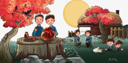 小孩子玩耍中秋节快乐高清图片