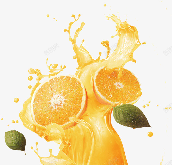 果汁png免抠素材_88icon https://88icon.com 果汁特效 橙子 水果 水花 饮料 黄色