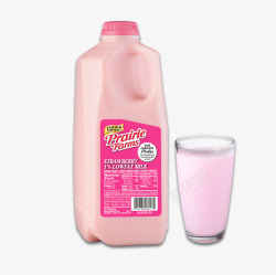 粉红色草莓牛奶素材