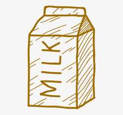 手绘棕色一盒牛奶简笔画素材