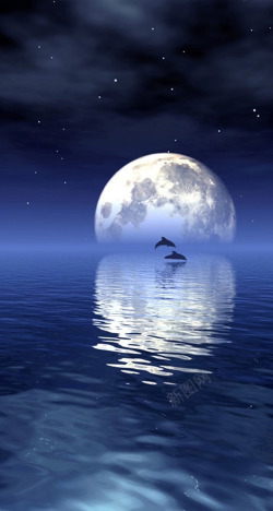 月亮海水背景图月亮海水高清图片