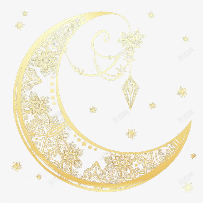 月亮png免抠素材_88icon https://88icon.com 卡通 可爱 手绘 星星 月亮 花纹