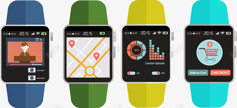 手绘智能手表png免抠素材_88icon https://88icon.com 地图 定位 导航 彩色 手绘 数据 智能 智能手表 界面 购物