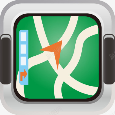 绿色PNG地图定位导航手机图标卡通矢量图图标