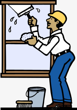 漫画清洗窗户素材