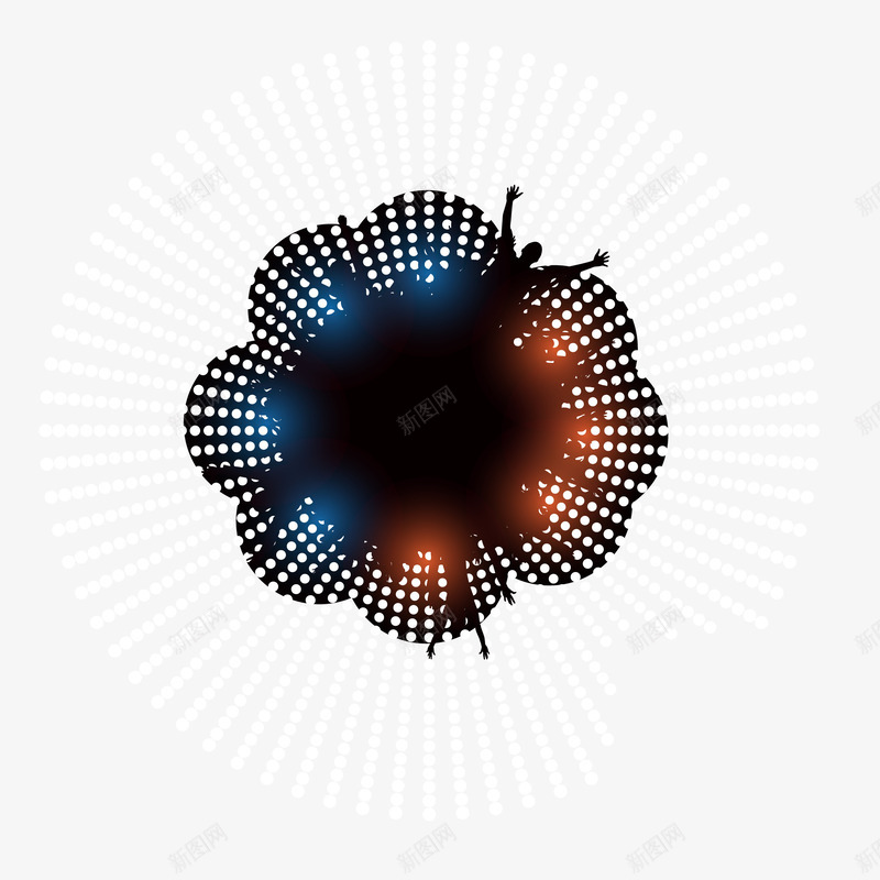 炫彩发光背景装饰图矢量图ai免抠素材_88icon https://88icon.com 人物剪影 欢呼 派对 炫彩发光 背景装饰图 矢量图