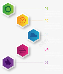 彩色多边形信息图表矢量图素材