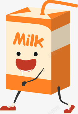 卡通手绘牛奶盒插画图案矢量图素材