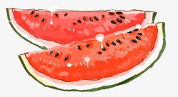 手绘装饰西瓜水果元素素材