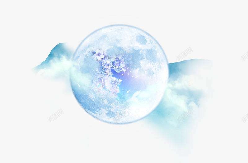 手绘创意蓝色月亮png免抠素材_88icon https://88icon.com 中秋海报 创意 圆月 手绘 满月 蓝色月亮
