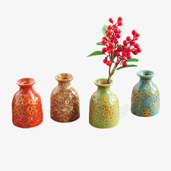 多彩小瓷瓶花瓶素材