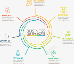 漂浮七圆线信息图表矢量图素材