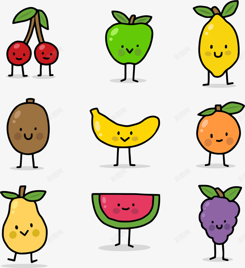 微笑的水果小人矢量图eps免抠素材_88icon https://88icon.com 图案 微笑水果 水果小人 矢量图 矢量素材 西瓜小人 香蕉小人