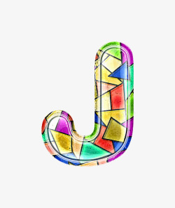 彩色玻璃字母j素材