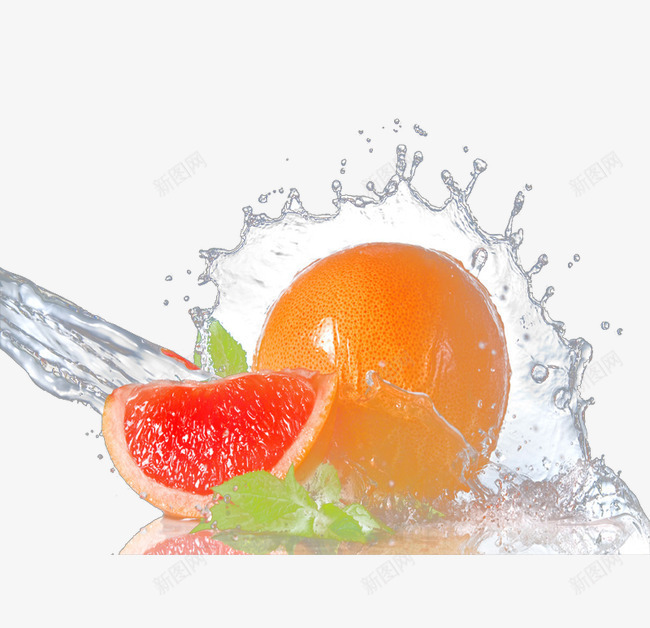 水中水果png免抠素材_88icon https://88icon.com 橙子 水中水果 水流漩涡 水花 漩涡