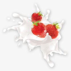 掉入牛奶的草莓素材