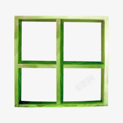 绿色漂亮木窗素材