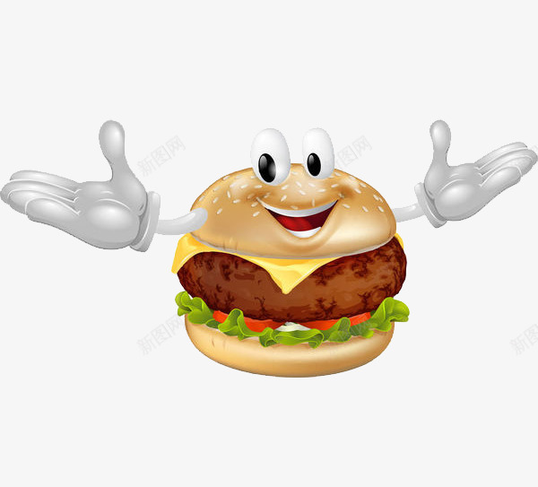 伸手的汉堡小人png免抠素材_88icon https://88icon.com 卡通 吃饭 夹层 快餐 汉堡 美味 美食 肉 脂肪 面包 食物 鲜虾堡