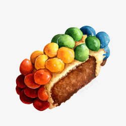 六种颜色彩虹糖甜品手绘片高清图片