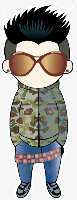 戴着墨镜的男孩素材