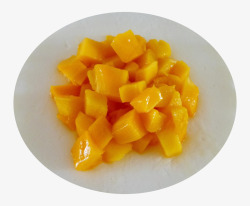 芒果双皮奶黄色切开的芒果块高清图片