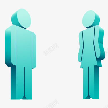 蓝色立体男女性别标识图标图标