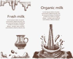 手绘素描牛奶条幅矢量图素材