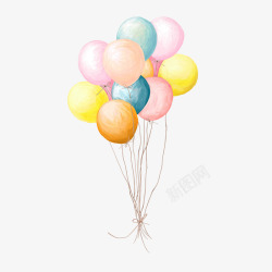 彩色立体手绘缤纷彩色气球装饰矢素材