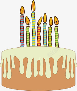 多彩蛋糕七岁生日蛋糕矢量图高清图片