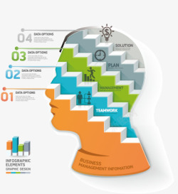 矢量阶梯式统计信息图标高清图片