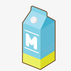 简约风牛奶盒卡通清新风牛奶盒手绘高清图片
