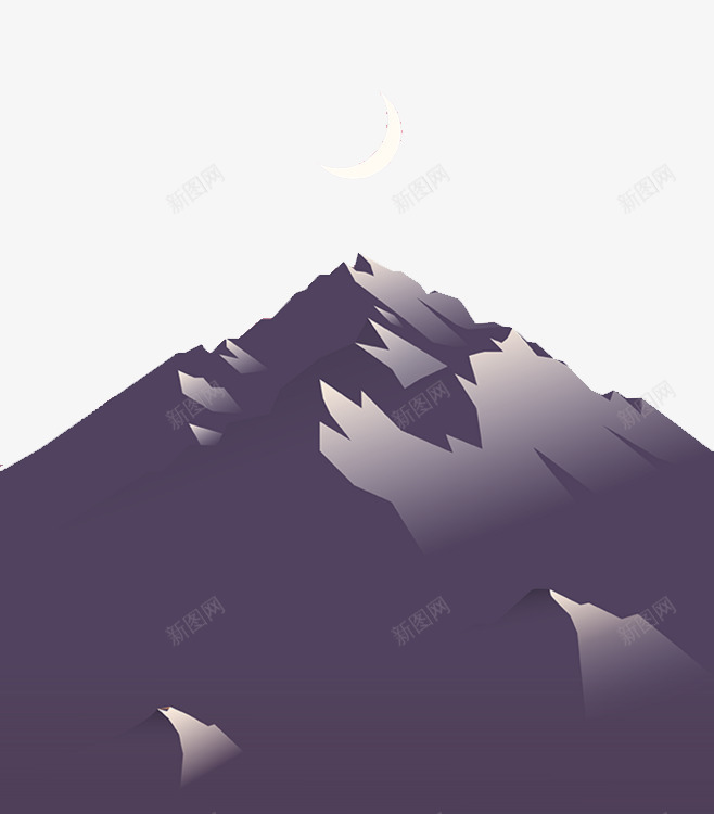 山坡png免抠素材_88icon https://88icon.com 卡通 夜晚 山 平扁图形 月亮