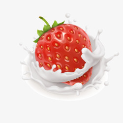 红色草莓牛奶素材