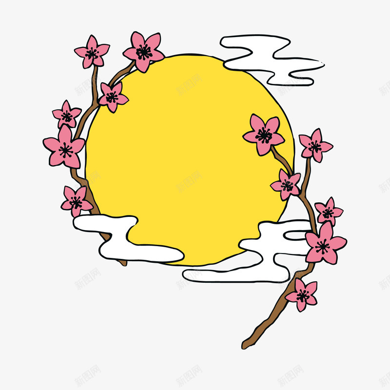 中秋节月亮和植物插画矢量图ai免抠素材_88icon https://88icon.com 中秋节 卡通 手绘 插画设计 月亮 植物 矢量图