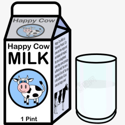 一瓶牛奶和杯子素材