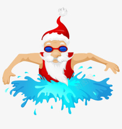 卡通游泳的圣诞老人素材