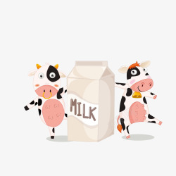 卡通围着一盒牛奶跳舞的奶牛们素素材