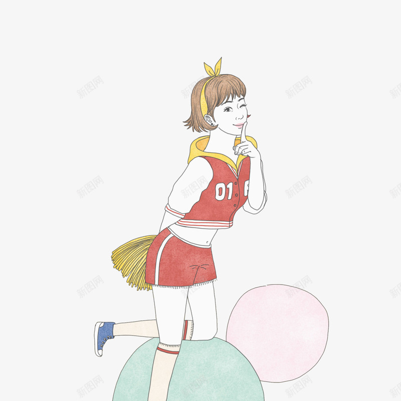 拉拉队女孩png免抠素材_88icon https://88icon.com 卡通 啦啦队 女人 插图 漂亮的 瑜伽球 运动服