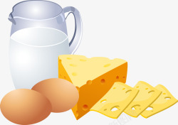 鸡蛋牛奶奶酪插图素材