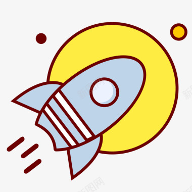 卡通宇航员与火箭彩色手绘圆弧火箭元素图标图标