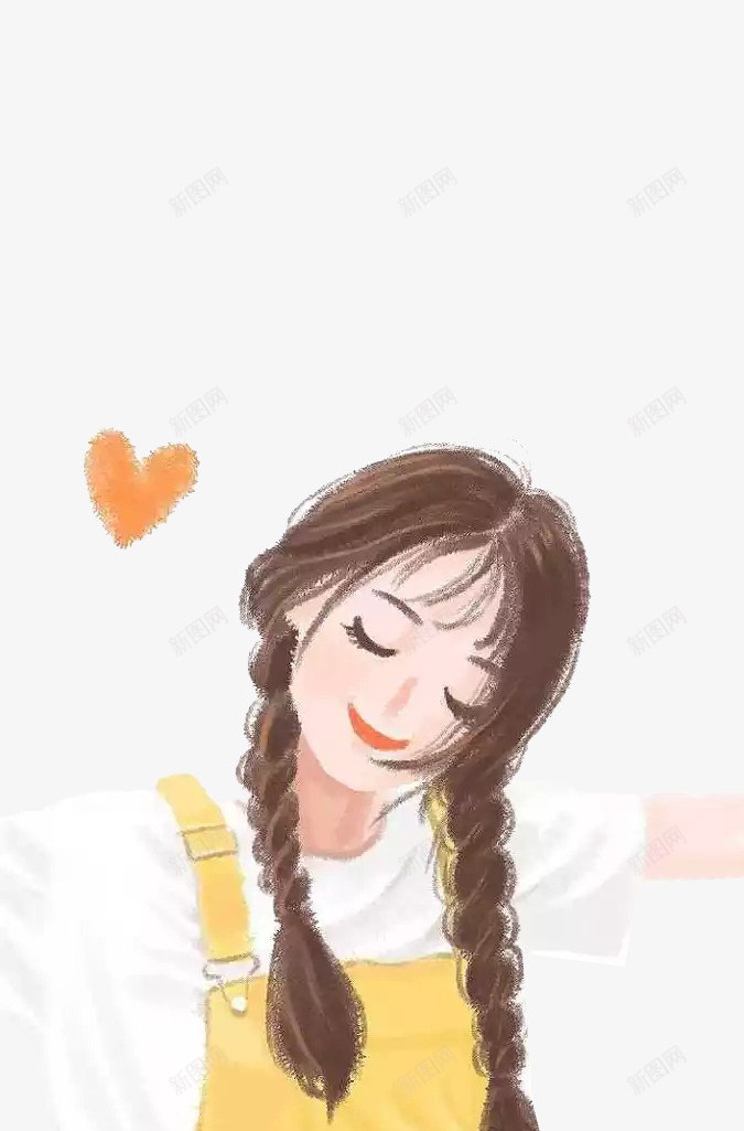 一个漂亮的长发姑娘png免抠素材_88icon https://88icon.com 创意 卡通 姑娘 微笑 手绘 漂亮 辫子 长发