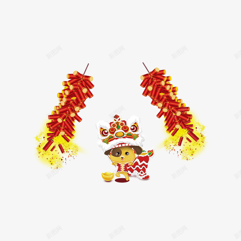 红色卡通春节鞭炮爆炸psd免抠素材_88icon https://88icon.com 动物 卡通 商务 小狗 点燃 红色 黄色