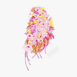 彩色菊花装饰图素材