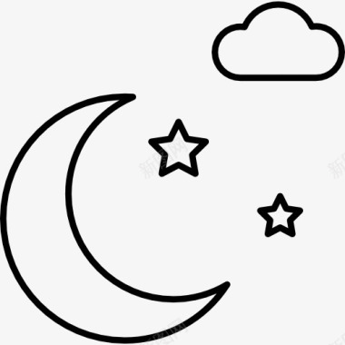 半个月亮星星和云图标图标